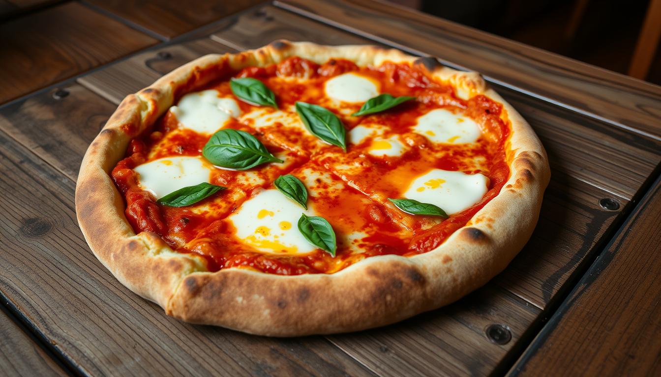 Neapolitan pizza with a high crust