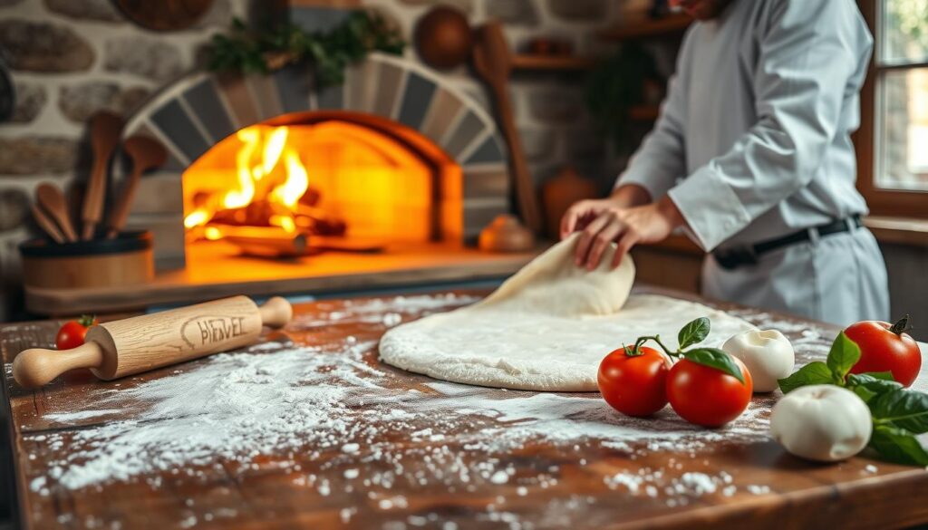 traditional pizza making